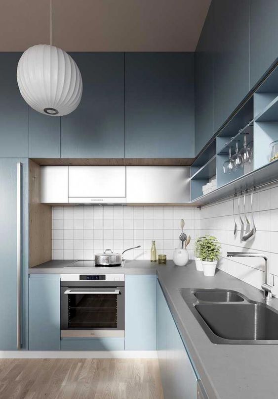 25 thiết kế nhà bếp màu xanh và xanh xám truyền cảm hứng nấu ăn