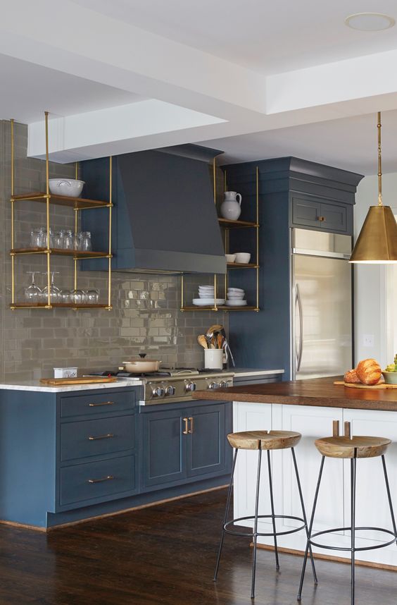 25 thiết kế nhà bếp màu xanh và xanh xám truyền cảm hứng nấu ăn