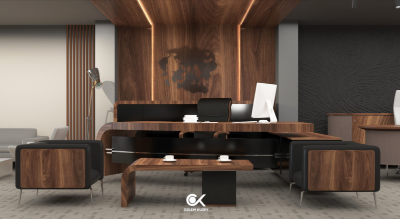 thiết kế nội thất phòng giám đốc với gỗ tự nhiên