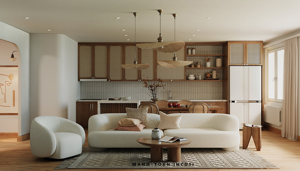 Thiết kế nội thất căn hộ chung cư phong cách Wabi Sabi 2