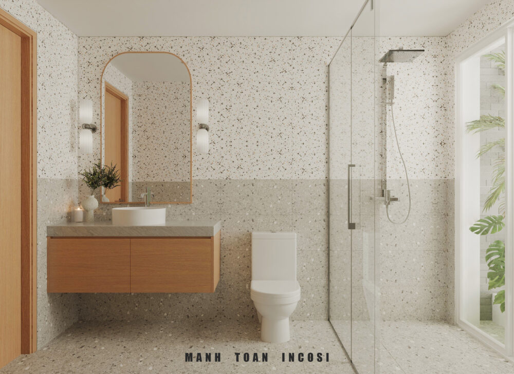 Thiết kế nội thất phòng tắm phong cách Japandi