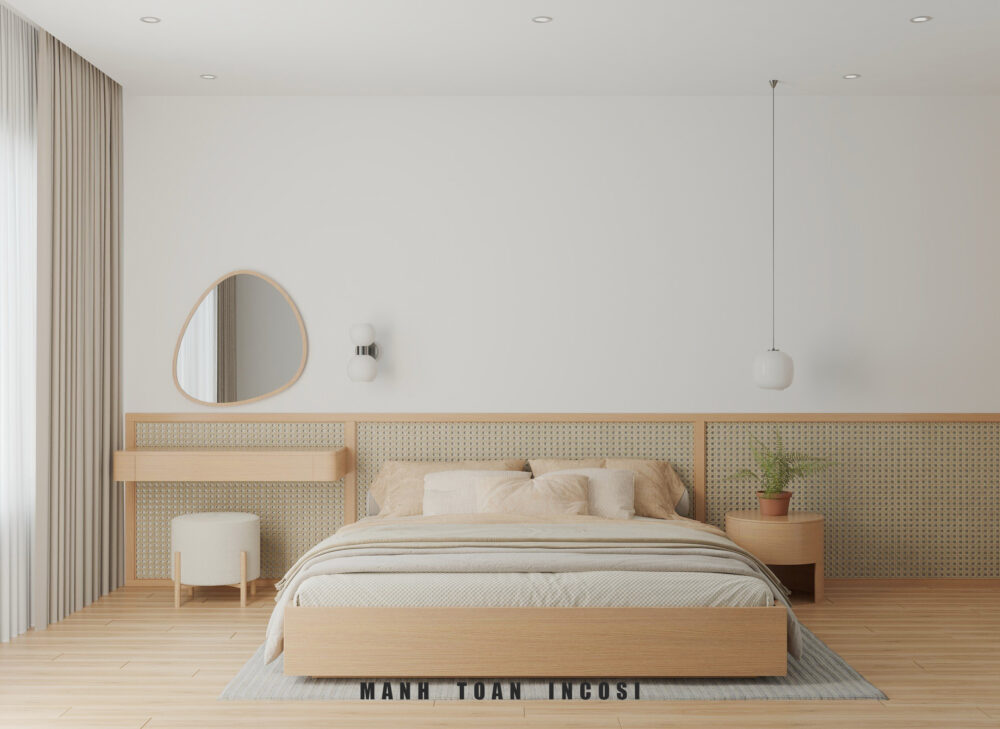 Thiết kế nội thất phòng ngủ nhỏ phong cách Japandi