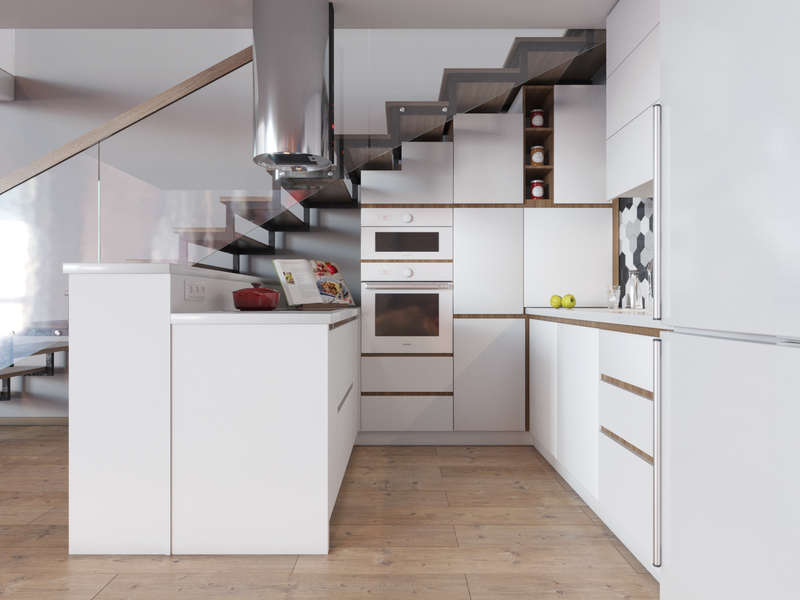 Đặt tủ bếp dưới gầm cầu thang – Ý tưởng độc đáo với nhiều ưu điểm